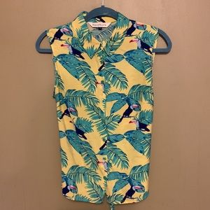 Yellow Toucan Sleeveless Blouse